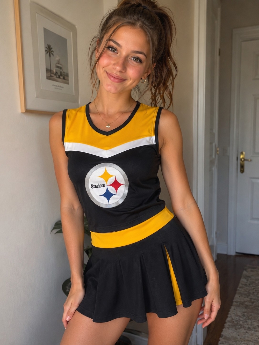 NFL Girls Cheer Top - Black, Gold & White